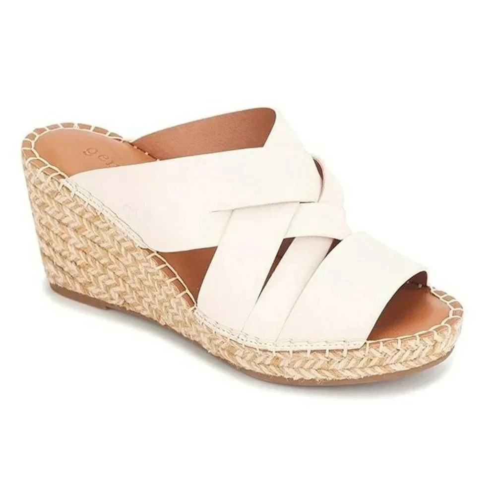 NIB Gentle Souls Women's Charli Woven Strap Heel Sandal White Size 7.5 MSRP $199